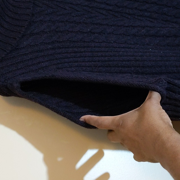 GeorgelPurple Turtleneck Sweater Dress With Cold Shouldered Sleeve Acrylic Blend - Picture 4 of 14